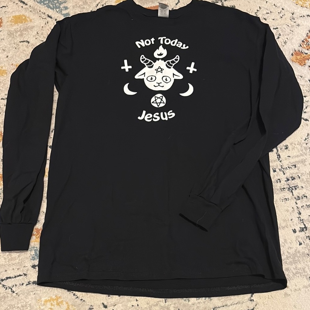 Black Long Sleeve Shirt with Graphic Print